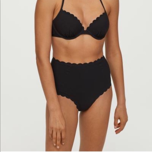 scalloped high waisted bikini bottoms